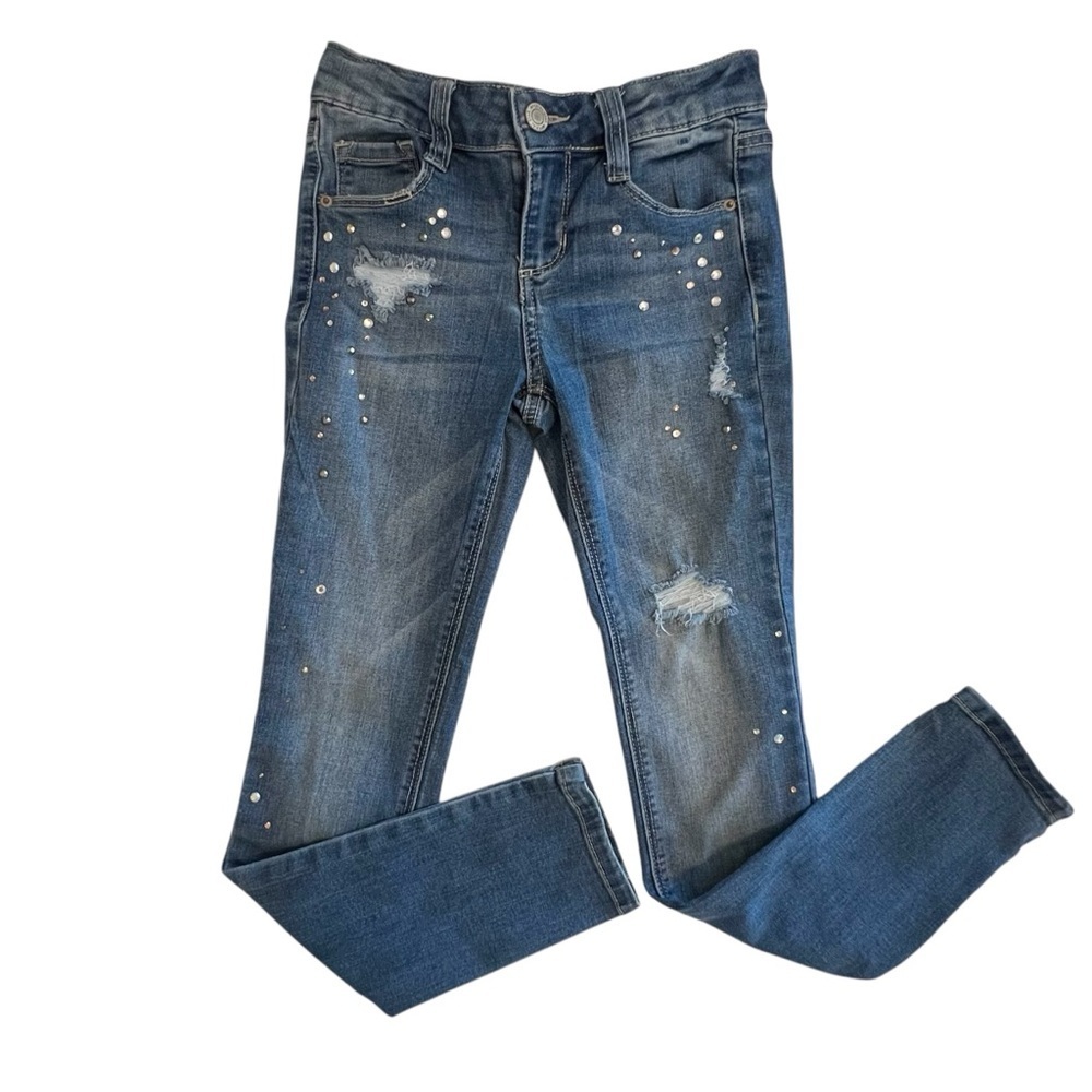 Imperial Star Aina Rhinestone Distressed Stretch Skinny Jeans - Picture 2 of 9
